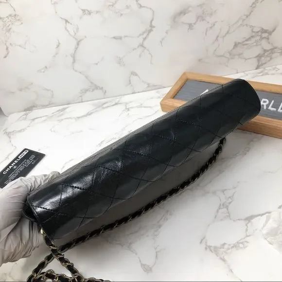 SOLD ✅ CHANEL Vintage CC Quilted Classic Single Flap Bag in Black Lambskin - Picture 5 of 13